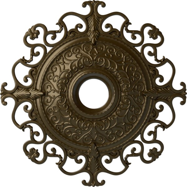Ekena Millwork Orleans Ceiling Medallion (Fits Canopies up to 8 1/4"), 38 3/8"OD x 6 5/8"ID x 2 7/8"P, Brass CM38OLBRS - main